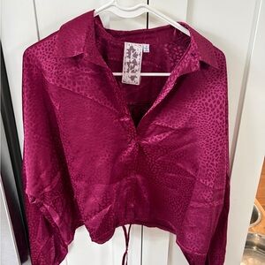 Sadie & Sage Burgundy Animal Print Blouse